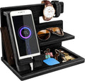 Gifts for Men Bedside Organiser Wood Phone Docking Station Dad Birthday Gifts for Him Nightstand Key Wallet Watch Stand Mens Gifts for Xmas Presents for Dad Husband Boyfriend Anniversary &amp Christm