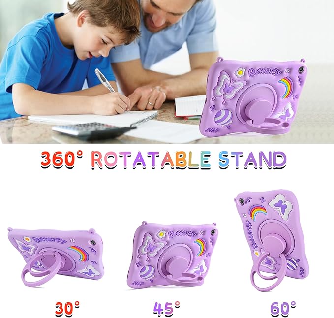 for Samsung Galaxy Tab A9 Plus Case Kids Girls Galaxy Tab Case with Screen Protector Kickstand Shoulder Strap Butterfly Shockproof Cover for Samsung A9 Plus Tablet Cover 11 inch 2023