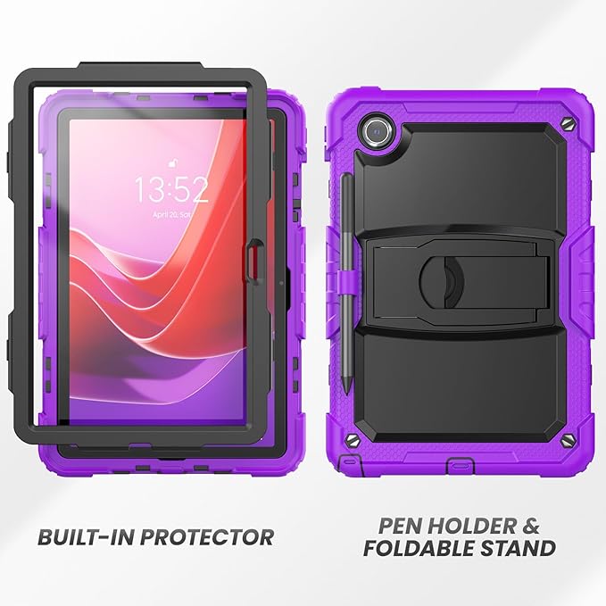HXCASEAC for Lenovo Idea Tab 11 Case Tab M11 / K11 Case (TB336FU/TB330FU) Shockproof Design | Screen Protector | Built-in Stand | Pen Holder Lenovo Idea Tab 11 / M11 Tablet Cover Kids - Purple