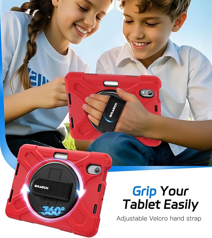 BRAECNstock Case for Apple iPad mini 7 (A17 Pro) 2024/ Mini 6 8.3 Shockproof Protective with Pencil Holder Screen Protector Rotating Hand Strap &amp Stand Kids Case for iPad mini 7th/6th Gen Re