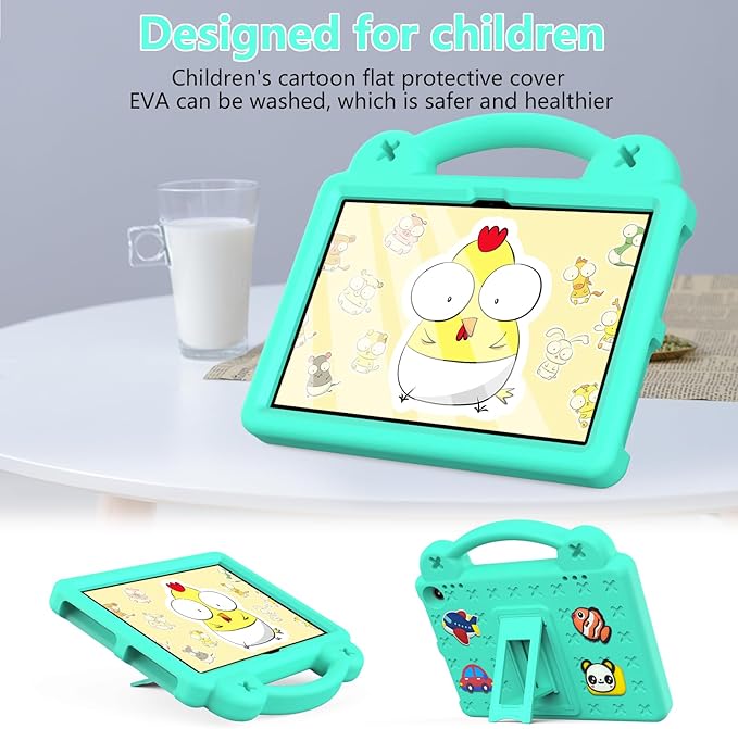 Compatible with Lenovo Tab M10(3rd Gen) 10.1(2022)/Huawei MatePad T 10s 10.1/MatePad T 10 9.7/MatePad SE 10.1(2022)/Honor Pad X8/Pad X8 Lite Tablet Case Strap for Girl Kid Gift - Mint Green