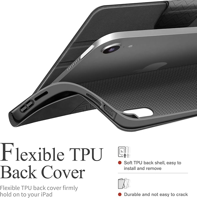 auaua Case for iPad mini 7 (A17 Pro 2024) / iPad mini 6 Case (2021) 8.3 inch with Pencil Holder Multiple Viewing Angles Magnetic Closure Auto Sleep/Wake (Grey)