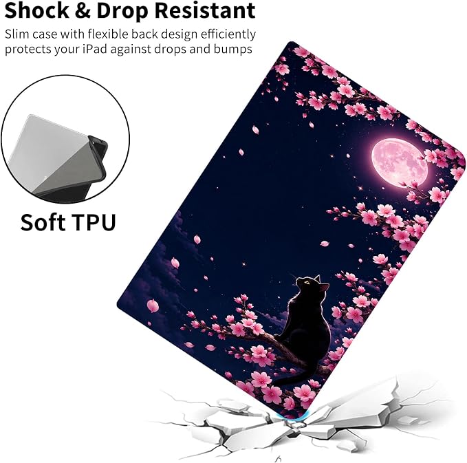 Cherry Blossom Black Cat