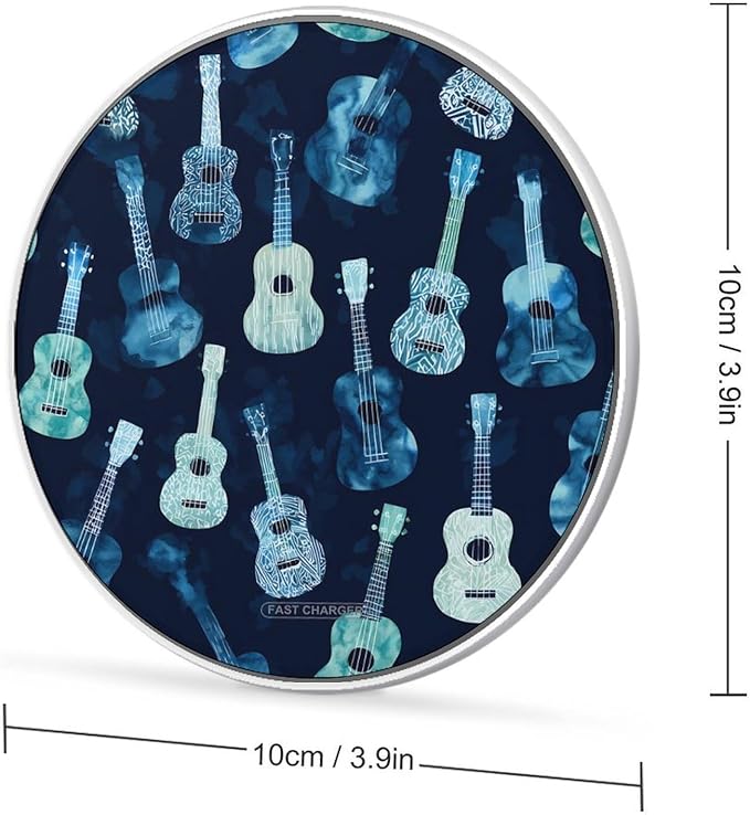 Ukuleles Guitar Tie Dye Fast Portable Charger 10W Funny Graphic Phone Charging Pad with USB Cable