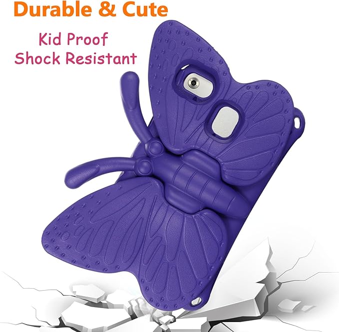 Universal Kids Case for Sunshine T1 Tablet/Sunshine T1 Elite Tablet Case Shockproof Light Weight Protective Stand Cover for Cloud Mobile Sunshine T1 Tablet 8 inch Cute Butterfly - Purple