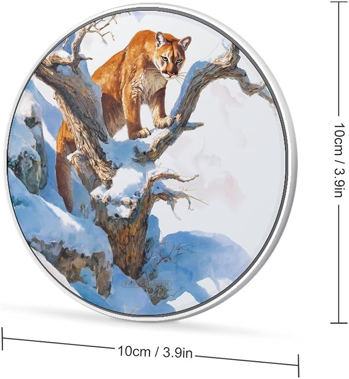 Mountains Snowy Lions Trees Branches Phone Charger Magnetic Charging Pad Anti-Slip with USB Cable