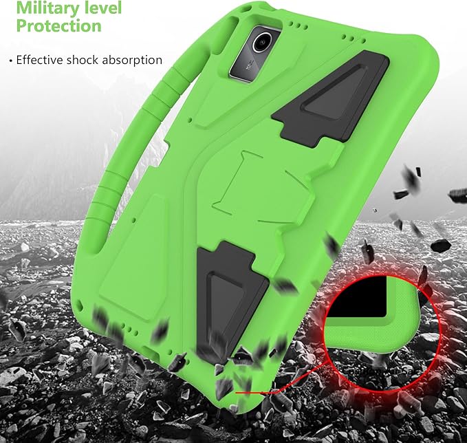 Compatible with Lenovo Idea Tab Plus 12.1 Inch 2025 TB-365FC Cute Case Lightweight Sleeve Kickstand Cover Shockproof Protection Case for Kids(Green)