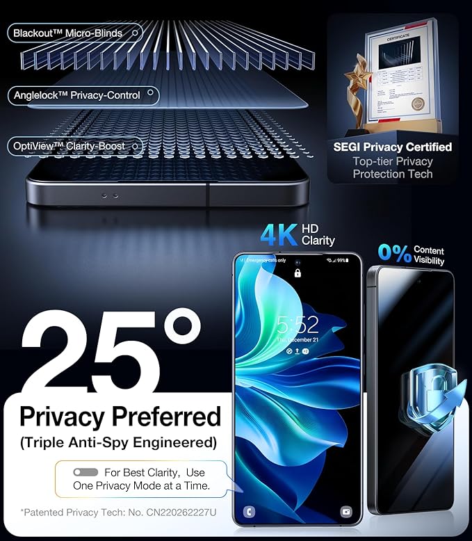 UltraGlass TOP 9H+ Armor for Samsung Galaxy S26 Ultra Privacy Screen Protector [NO.1 Military Grade Shatterproof] Galaxy S26 Ultra Screen Protector Privacy Glass S26ultra [100% Anti-Spy] 2 Pack