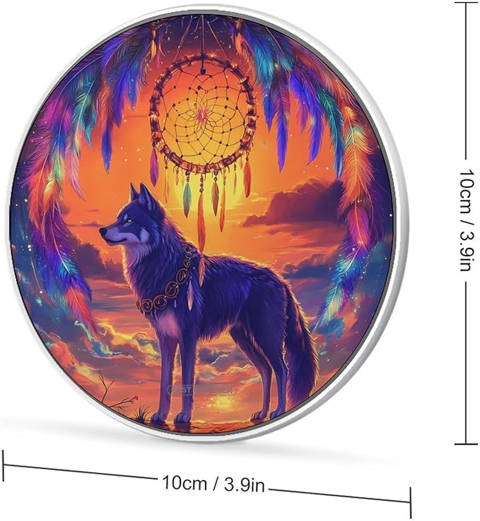 Wolf Dream Catcher Wireless Charger Anti-Slip Wireless Charging Pad Slim Charger Mat for Men Women