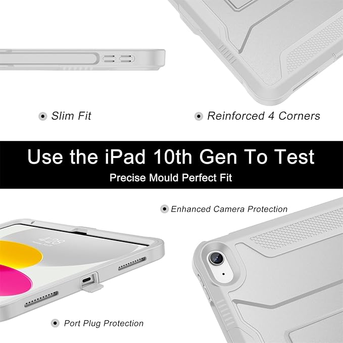 Soke Case for iPad (A16) 11th Generation 11-inch 2025 iPad 10th Generation 10.9-inch 2022 with Built-in Screen Protector and Kickstand Rugged Full Body Protective Cover - Light Gray