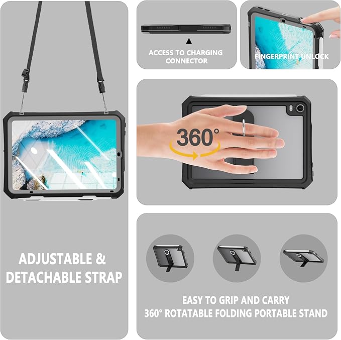 ShellBox Case Fit with iPad mini 7(A17 Pro)/ 6 Generation 2024 Waterproof case Built in Pencil Holder Built-in Screen Protector Full Body Protective Pad Cover for iPad mini 7th/6th 8.3 inch