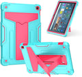 Case for Amazon Fire HD 10 Tablet 10.1 Inch Display (13th Generation 2023 Released) - Heavy Duty Hybrid Kickstand Case Cover + 1 Screen Protector and 1 Random Stylus (Teal/Pink)