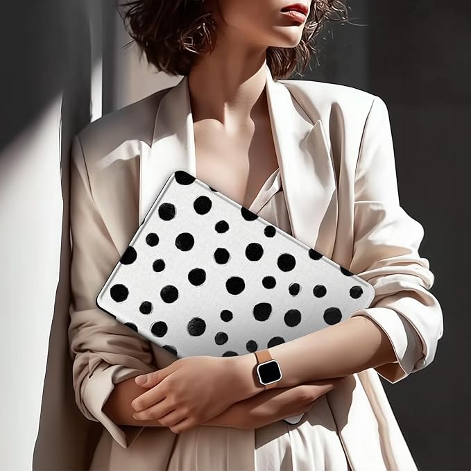 Case for Kindle Fire HD 8 &amp 8 Plus Tablet(12th/10th Gen 2024/2022/2020) 360 Degree Rotating Swivel Stand Flip Cover with Auto Sleep/Wake Cute Polka Dot