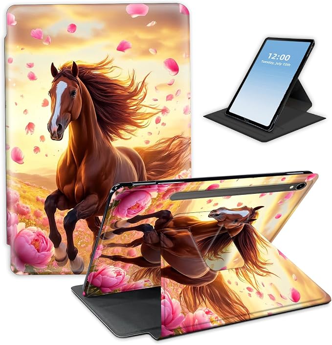 Horse in Pink Peony Field
