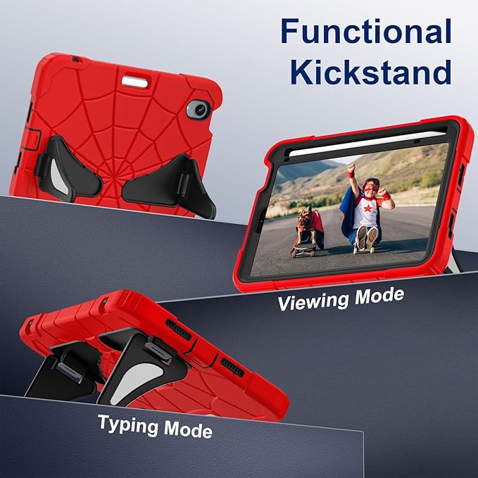 Case for iPad mini 7 (A17 Pro) 2024 iPad mini 6 Case 2021 8.3-Inch Kids Friendly Shockproof Cover with Kickstand Shoulder Strap Pen Holder Support Pencil Pro &amp Pencil USB-C Red Black