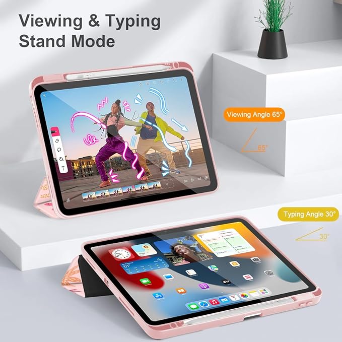 Mektron Case for iPad Air 11 inch (M4 2026 8th /M3 2025 7th /M2 2024 6th) Compatible with iPad Air 10.9 (2022 5th Gen /2020 4th Gen) Tablet Cover Buit in Pencil Holder Colorful Cacti