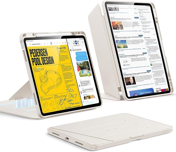 ESR for iPad Air 13 Inch Case M4/M3/M2 (2026/2025/2024) Vertical Stand Cover Multi Stand Angles Ultra-Stable Case with Pencil Holder Flip Series Starlight