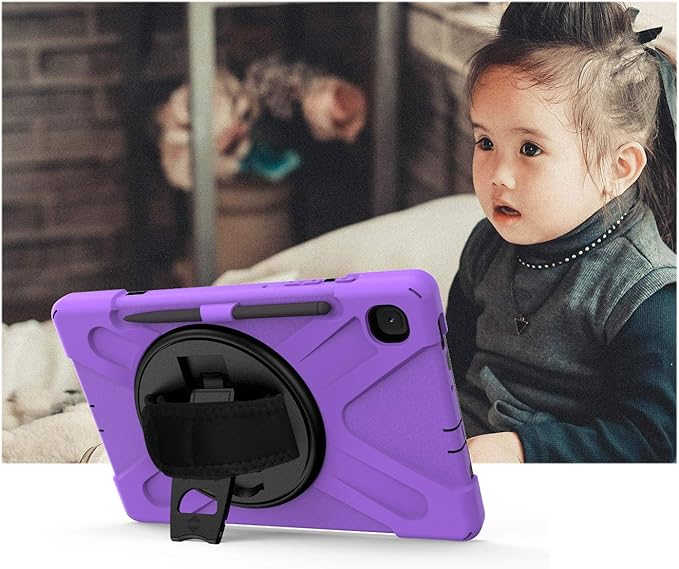 KIQ Shield Series Galaxy S6 Lite Case Heavy Duty Tablet Shockproof Rugged Tab S6 Lite Cover W/Stand Shoulder Strap for Samsung Galaxy Tab S6 Lite 10.4 Inch 2022/2020 P610/P613/P615/P619 - Purple