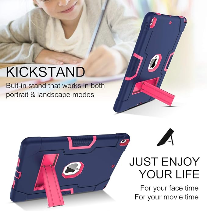BENTOBEN for iPad Air 3 2019 Case iPad Pro 10.5 2017 Case 3 Layers Heavy Duty Rugged Shockproof Kickstand Protective Tablet Cases for iPad Air 3rd Gen/iPad Pro 10.5 2017 Navy Blue/Rose Red