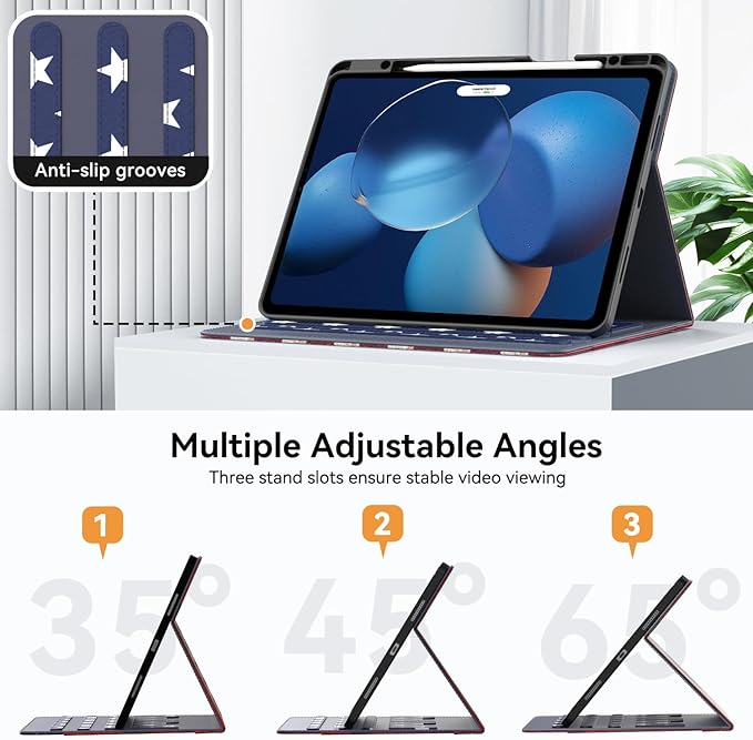Case for New iPad Pro 12.9 inch 6th/5th/4th/3rd Generation 2022/2021/2020/2018 12.9'' ipad Pro Leather Folio Protective Cover 6/5/4/3 Gen with Pencil Holder Auto Wake/Sleep Flag