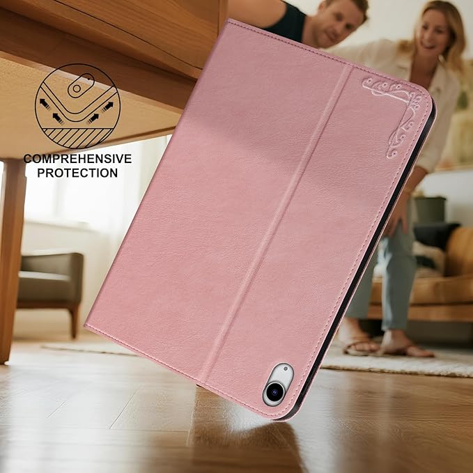 Tablet Case for iPad (A16) 11th Gen. 11 Inch 2025 iPad 10th Gen. 10.9 Inch 2022Vintage Style Women Girls Aesthetic Protective Smart Folio CoverAuto Sleep/WakePink