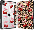 May Chen for iPad Pro 11 inch M2 4th Generation 2022 iPad Pro 11 3rd/2nd/1st Gen Built-in Pencil Holder with Shockproof Cover Clear Transparent Back Shell Auto Wake/Sleep Cherry &amp Cheetah