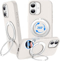 STERKER 360° Rotatable Stand Compatible with iPhone 17 Case with Magnetic [Military Grade Drop Tested][Adjustable Kickstand] Ring Holder Silicone Slim Back Soft Edge White