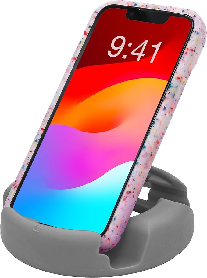 GoDonut Plus+ - Smartphone and Tablet Stand - Compatible with Lager Cases with Charging Port Access - for use at Work at Home Travel and on-the-go (Gray)