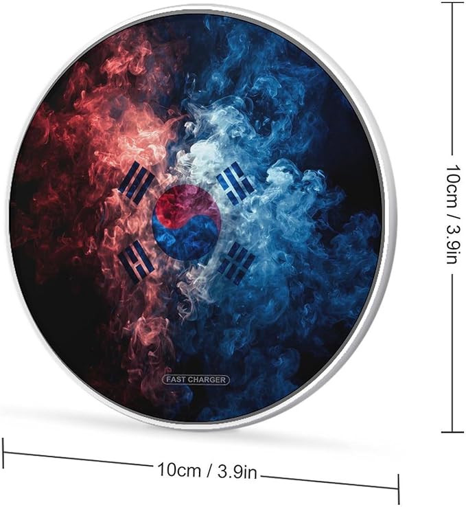 South Korean Flag Fast Portable Charger 10W Funny Graphic Phone Charging Pad with USB Cable