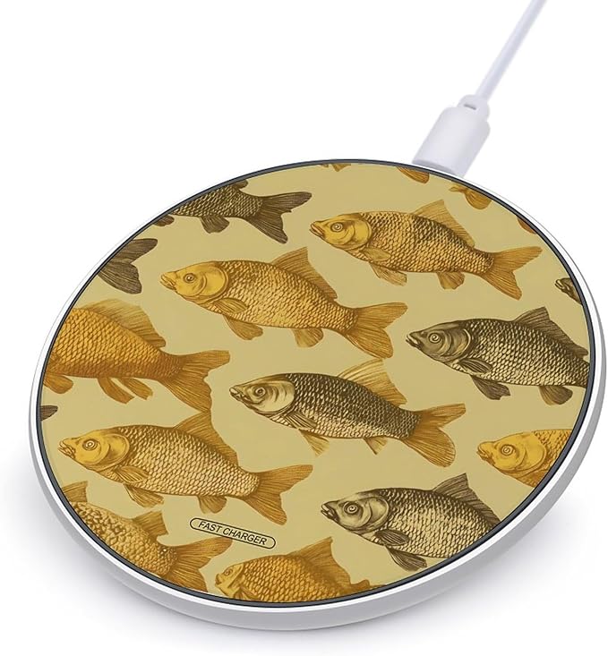 Fish Crucian Carp Fast Portable Charger 10W Funny Graphic Phone Charging Pad with USB Cable