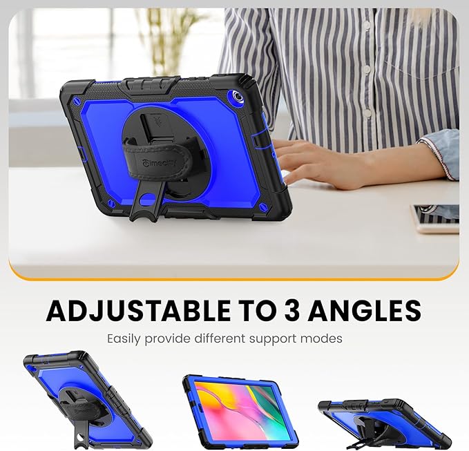 Timecity for Samsung Galaxy Tab A 10.1 Case 2019 Only Fit (SM-T510/ SM-T515/ SM-T517) Drop Proof with Hand Strap Stand Screen Protector Pencil Holder （NOT FIT for 2016 Release） - Dark Blue