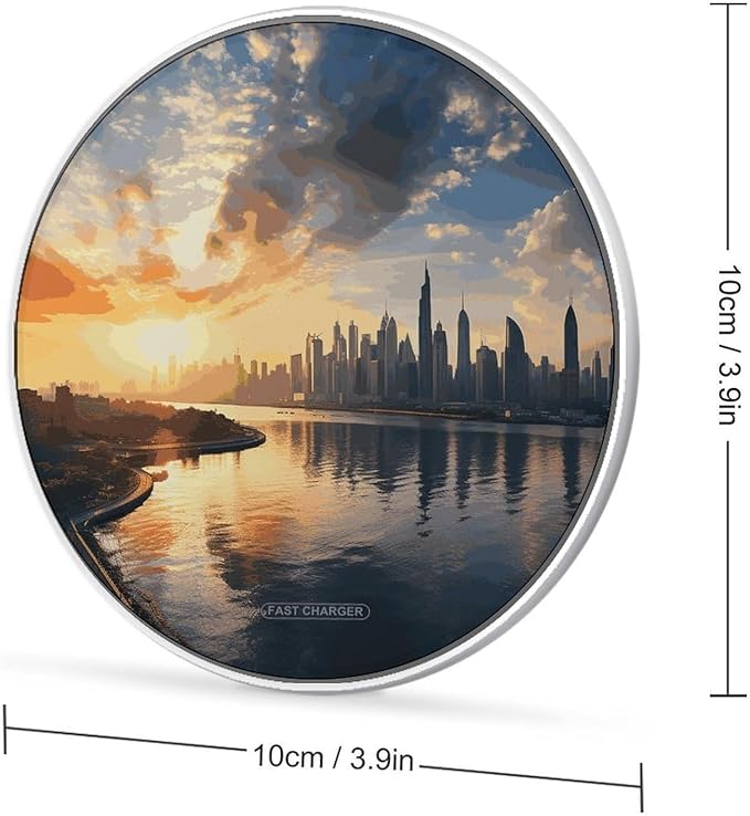 New York in The Sunset Wireless Charger Fast Wireless Charging Pad with USB Cable 10W Anti-Slip Magnetic Wireless Charger Portable Slim Charger Puck Travel Charging Station