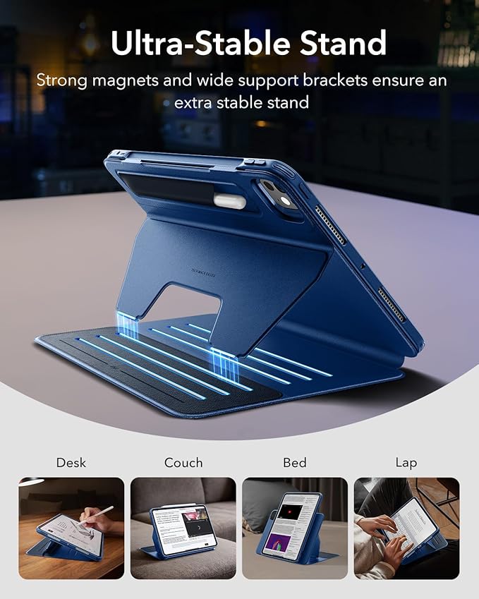 ESR for iPad Pro 13 Inch Case (M5/M4) 2025/2024 Rotating Case with Removable Magnetic Cover Adjustable Portrait/Landscape Stand 9 Standing Angles Shift Series Blue