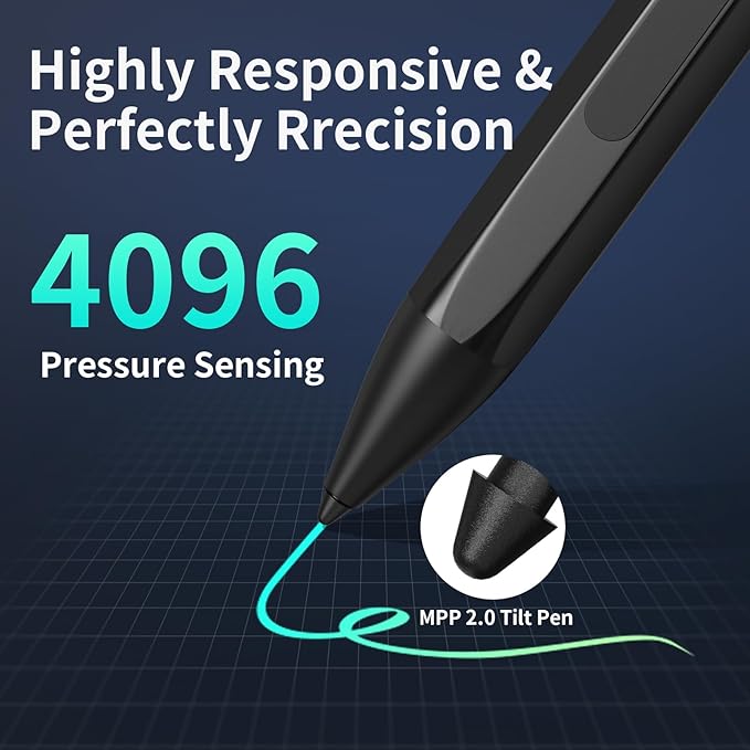 Stylus Pen for ASUS Transformer/Mini/ASUS Zenbook Flip/Pro/ASUS Vivobook Flip/Pro/Duo/ASUS Notebook Rechargeable MPP 2.0 Tilt Pen with 4096 Pressure Sensitivity Hexagonal Pen Body Design Black