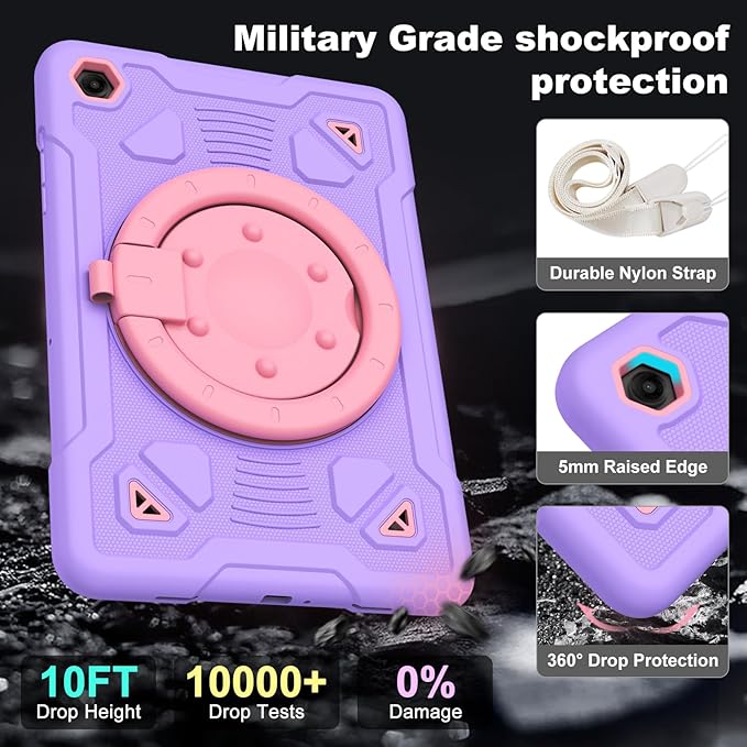 for Samsung Galaxy Tab A11 Plus/A9 Plus case with Screen Protector/ 360° Rotating Stand/Shoulder Strap Cover for Galaxy Tab A11+ Plus/A9+ Plus 11 inch 2025/2023 Released