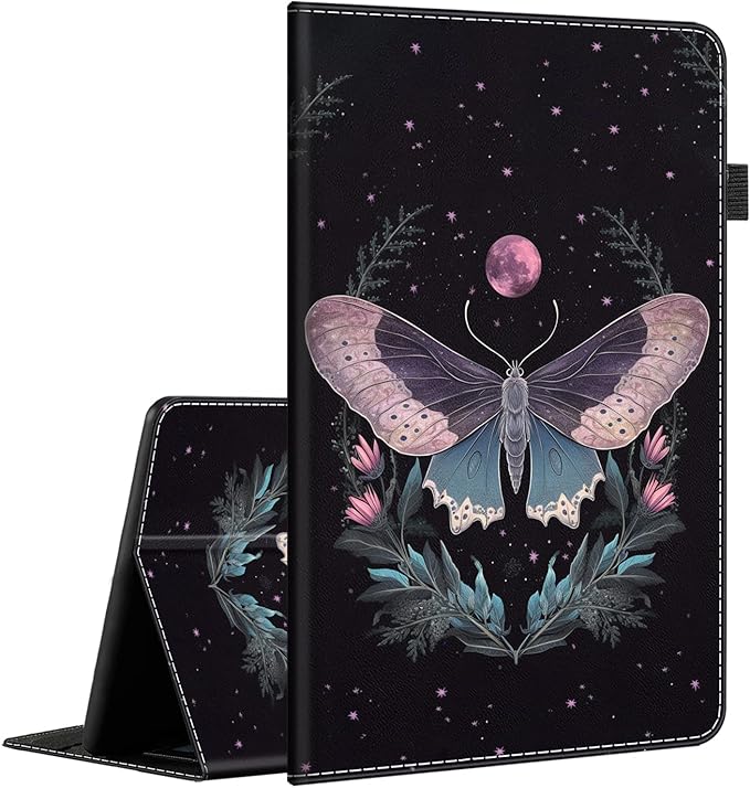 Case for Amazon Fire HD 10 Tablet (9th/7th/5th Generation2019/2017/2015 Release) Multi-Angle Smart Stand Cover Auto Sleep/Wake for Fire 10.1 InchMoon Moth