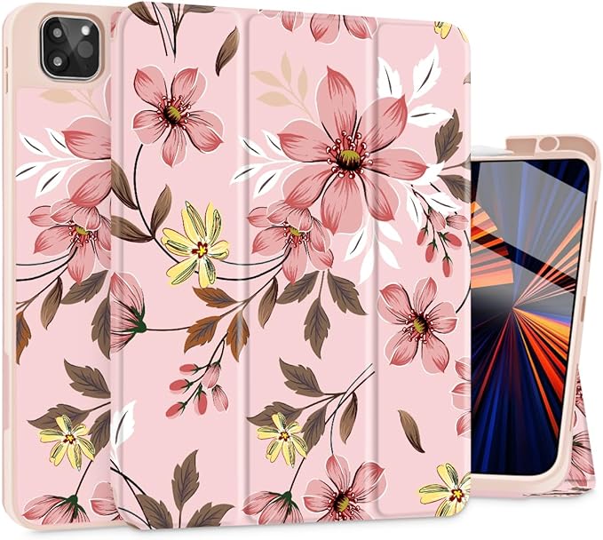 Mektron Case for M5/ M4 iPad Pro 11 inch 2025/2024 with Pencil Holder Compatible Models: A3357/A3358/A3359/A2836/A2837/A3006 Tablet Cover with Soft TPU Back CoverFloral C293
