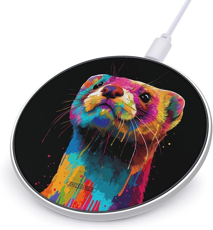 Weasel Pop Colorful Fast Portable Charger 10W Funny Graphic Phone Charging Pad with USB Cable