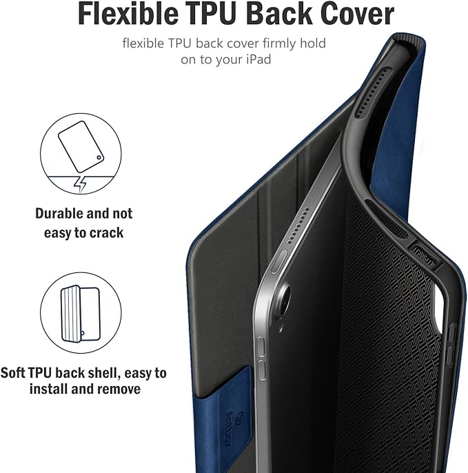 Antbox Case for iPad (A16) 11th Generation 11'' 2025/iPad 10th Generation 10.9'' 2022 with Built-in Pencil Holder Auto Sleep/Wake Function PU Leather Smart Cover (Blue)