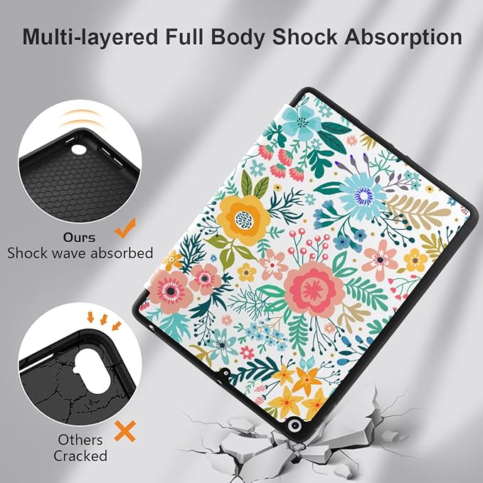 DONGKE Case Compatible with iPad 10.2 Inch 2021 2020 2019 iPad 9th/8th/7th Generation with Pencil Holder Slim Stand Protective Case with Soft TPU Back Auto Sleep/Wake Cover Colorful Floral