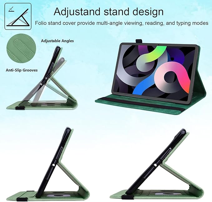 Case for Samsung Galaxy Tab S10 FE+/S10 FE Plus 13.1 Inch 2025 Model (SM-X620/SM-X626B) with Pencil Holder/Pocket/Card Slots Folio Stand PU Leather TPU Back Shockproof Wallet Cover Green