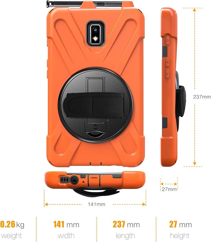 Case for Samsung Galaxy Tab Active 2 8.0 T390 T395 T397 Military Grade [15 ft Drop Tested] Full-Body Shockproof Protective Cover with 360° Rotation Stand Hand Strap &amp Pencil Holder