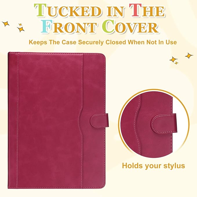 Tablet Case (11.8 x 8.5 Inch) - PU Leather Folio Standing Protective Case Universal Protective Cover Case for 11-12.4 Inch Tablet Rose Red