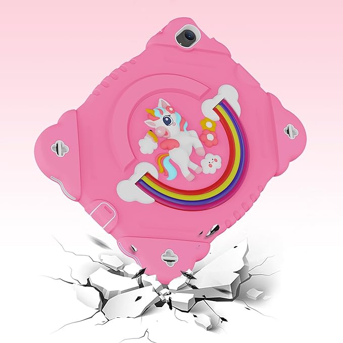 XZC Case for iPad (A16) 11th Generation 11 Inch 2025/ iPad 10th Generation 10.9 Inch 2022 Unicorn Heavy Duty Shockproof Rugged Cover with Built-in Stand/Strap (Hot Pink)