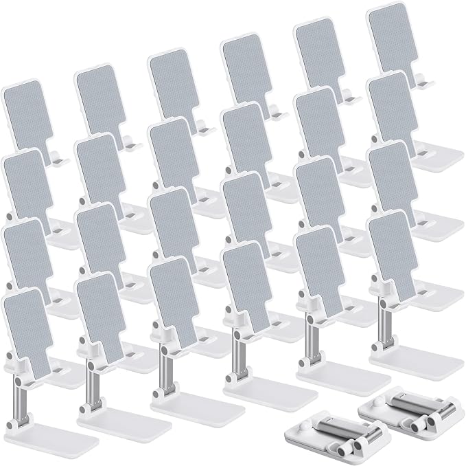 12 Pcs Cell Phone Stand for Desk Phone Holder Stand Foldable Angle Height Adjustable Portable Holder Tablet for Office Travel Photography (White)