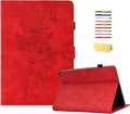 Folio Case for Amazon Kindle Fire HD 8/Fire HD 8 Plus (12th/10th Generation 2024/2022/2020) 8 with Stand/Pencil Holder [Auto Sleep/Wake] Embossed PU Leather Smart Cover Red Butterfly Flower