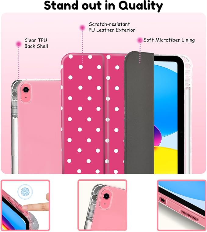 White Polka Dots Rose Red
