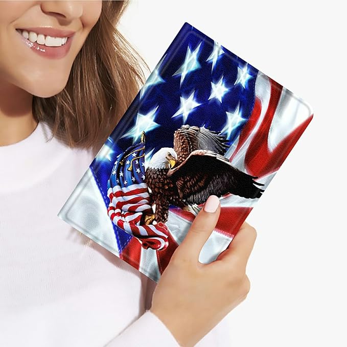Case for Amazon Kindle Fire Max 11 Tablet (13th Gen 2023 Release) Slim Adjustable Stand Back Shell Protection Smart Cover for Fire Max 11 2023 11 Inch Eagle on American Flag