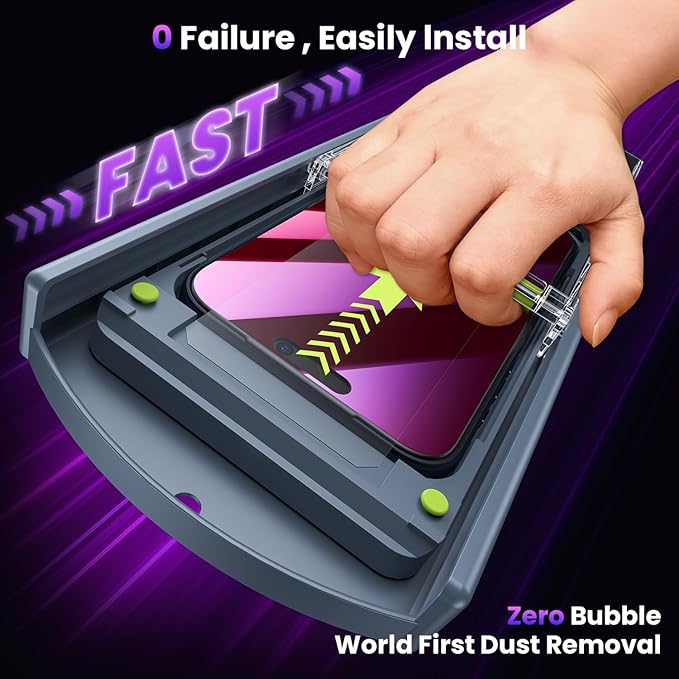 WSKEN for iPhone 17 Pro Privacy Screen Protector - Purple Gradient Anti Blue Light Eye Protection [Auto-Dust Removal] Shatterproof Tempered Glass Screen Protector 17 Pro 2 Pack