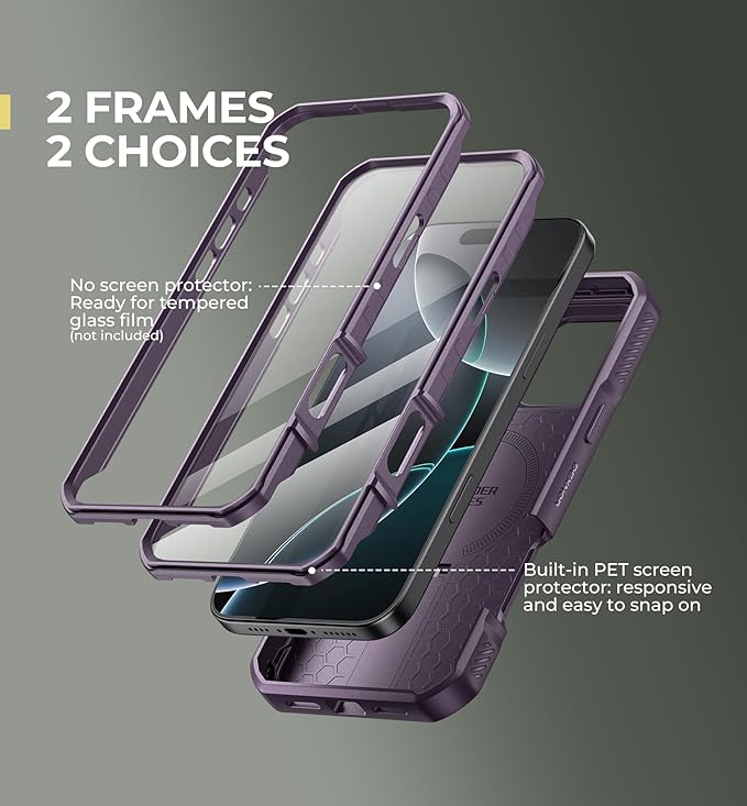 Dexnor for iPhone 16 Pro Max Case with Slide Camera Cover&ampAdjustable Kickstand &amp Built-in Screen ProtectorCompatible with MagSafe Shockproof Cases Heavy-Duty Magnetic Protective CoverPhantom